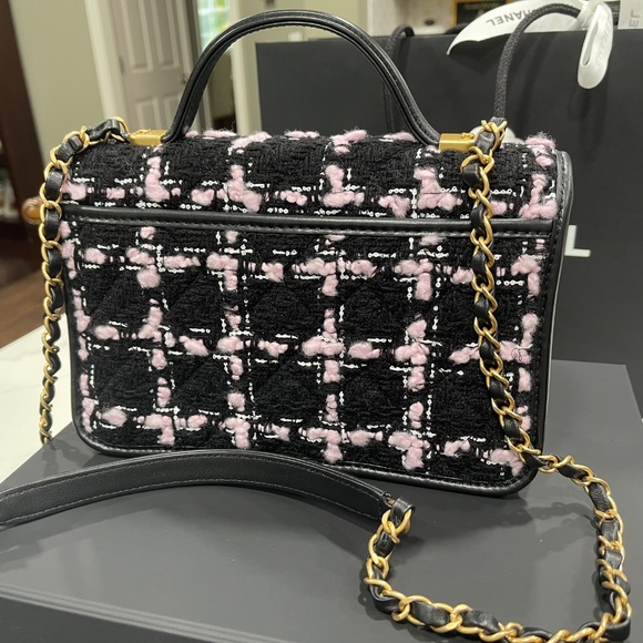 Chanel Black Tweed Wool Flap Bad with Handle - Picture 7 of 7